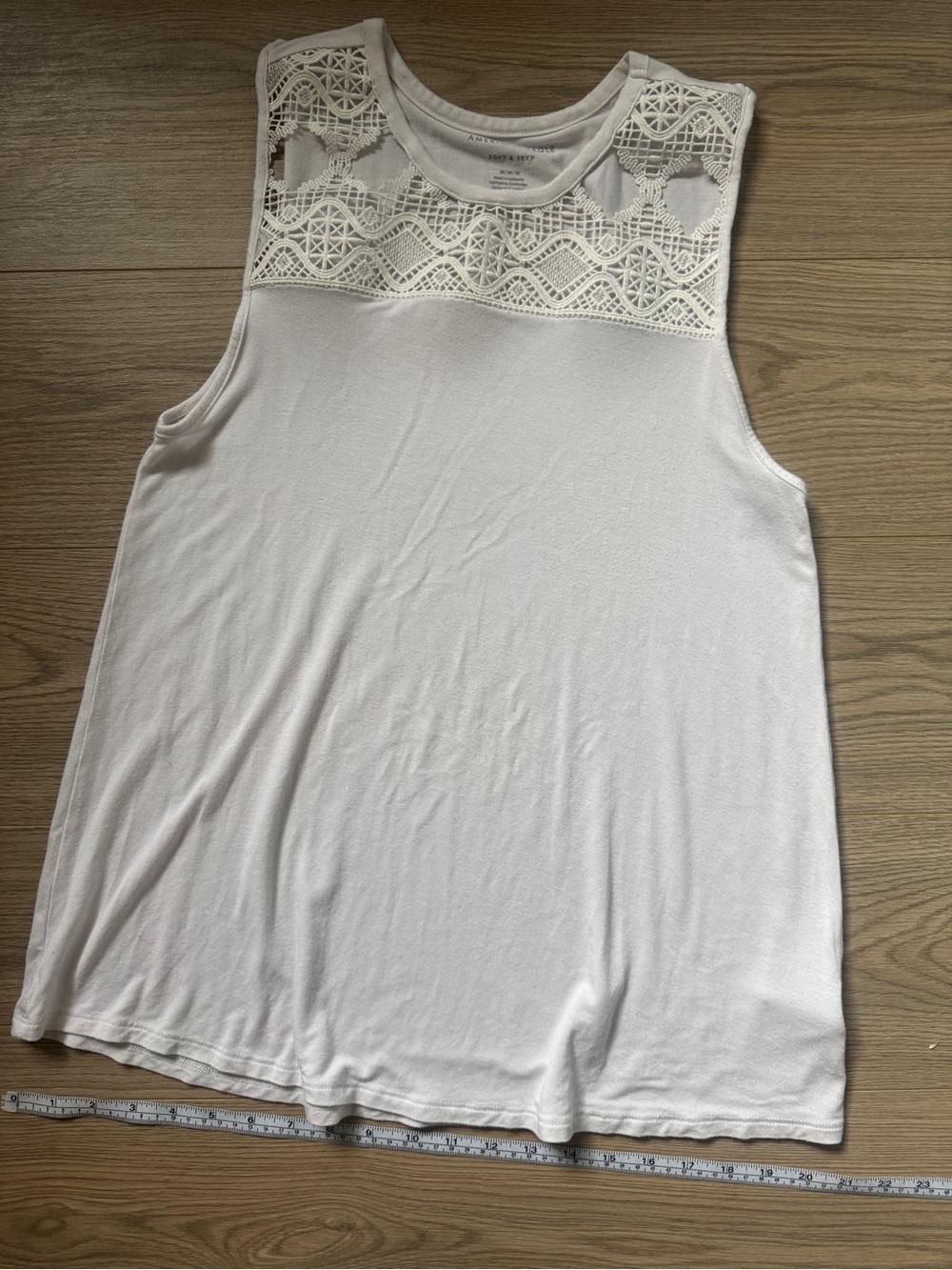 American Eagle Outfitters White Crochet Yoke Tank